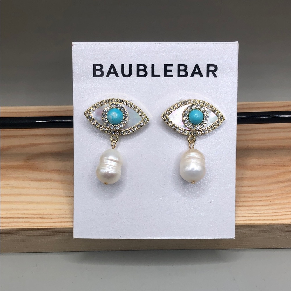 Baublebar Evil Eye Freshwater Pearl Drop Earrings In Turquoise Statement Look